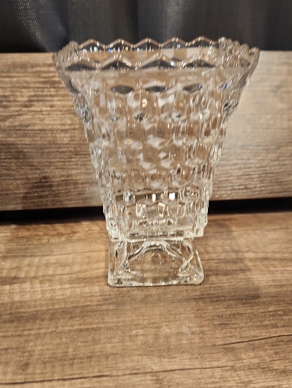 Vtg. Fostoria Textured Clear Glass Vase Elegant Tabletop Accent
